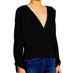 Ramy Brook Padded Shoulder Studded Esther Wrap Blouse Top! New with tags!